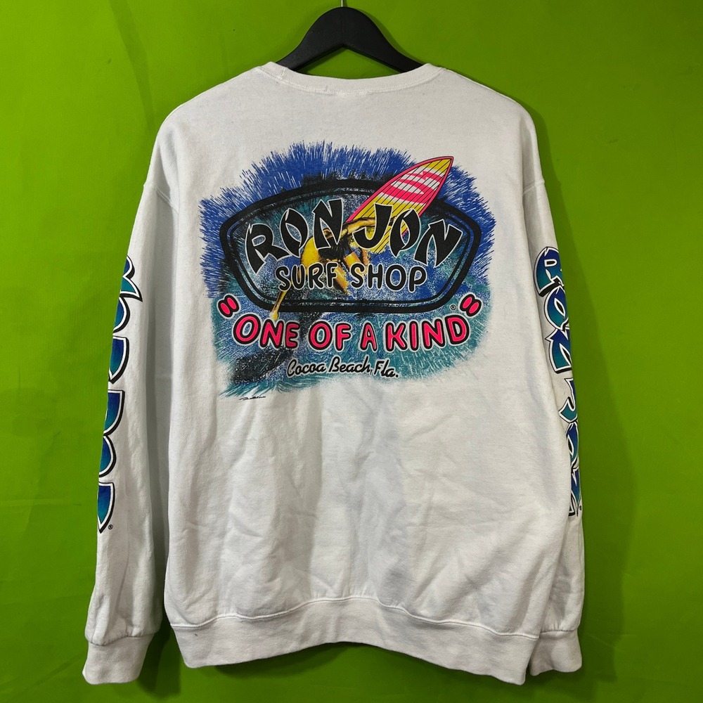 Ron Jon Surf Shop Cocoa Beach Florida White Graphic Sweatshirt Mens Large L